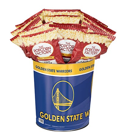 Golden State Warriors Popcorn Tin with 15 Bags of Popcorn